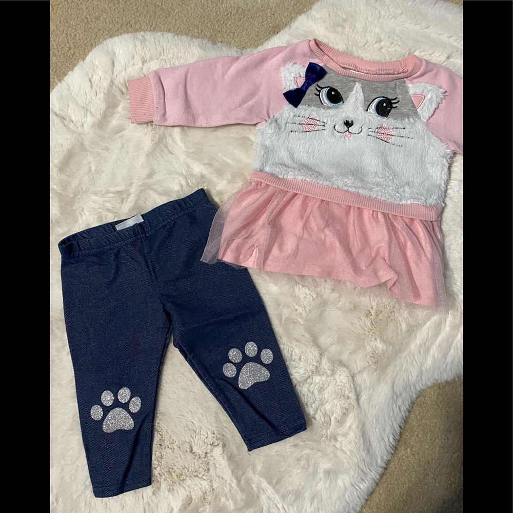 🐠2/$10🐠 Baby girls 👧 cat 🐱 outfit.